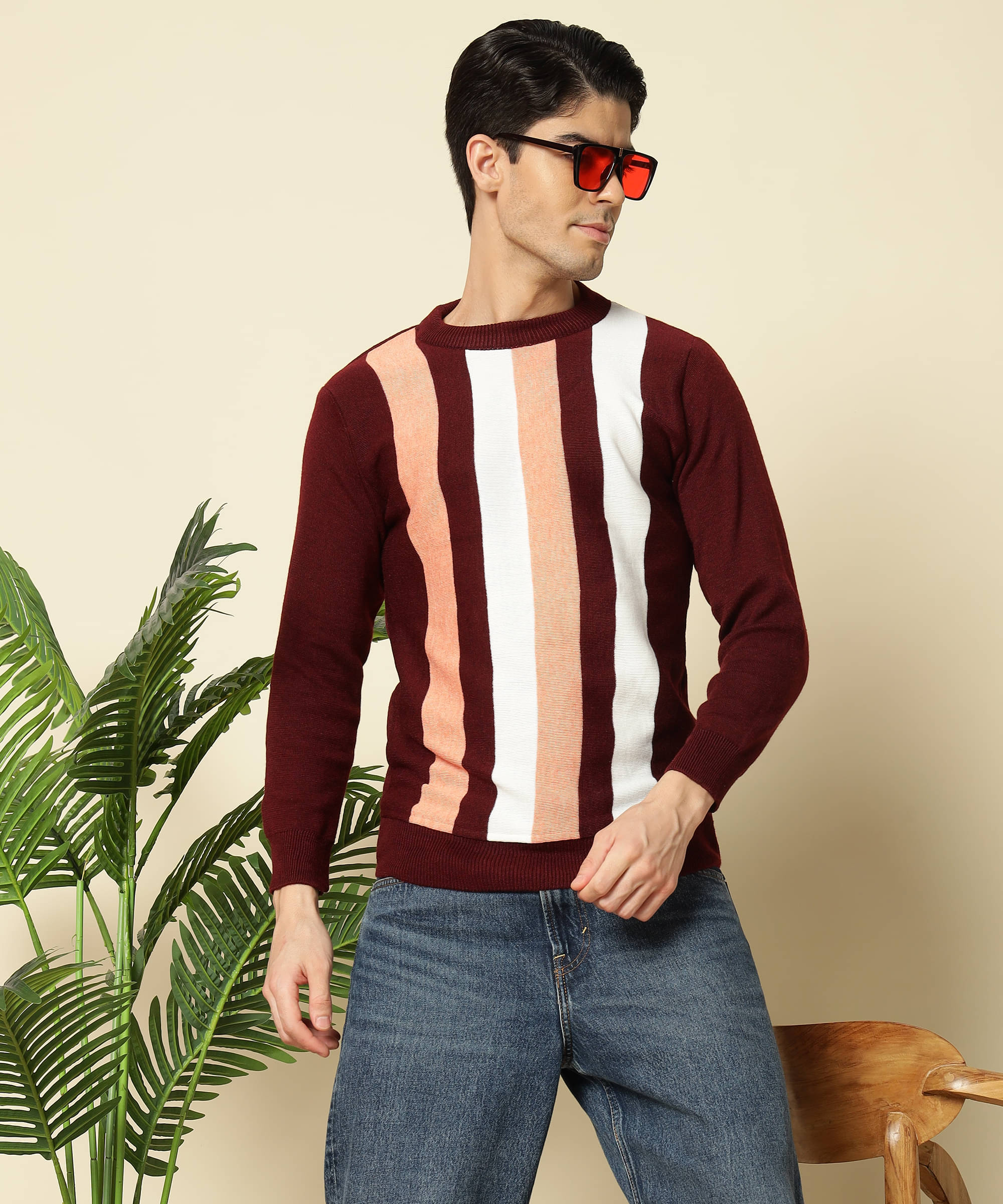     			TWOCRAZIIE Woollen Round Neck Men's Full Sleeves Pullover Sweater - Maroon ( Pack of 1 )