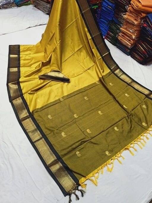 VEERAIVA Cotton Silk Woven Saree With Unstitched Blouse Piece ( Navy Blue ) VEERAIVA Cotton Silk Woven Saree With Unstitched Blouse Piece ( Navy Blue )