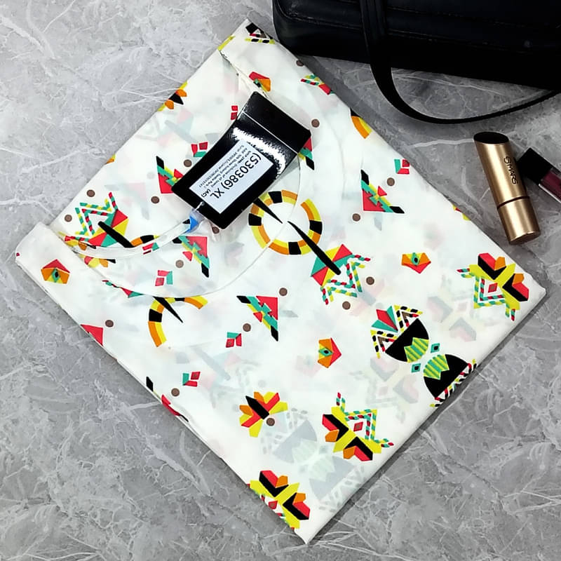     			Ethnic Basket Pack of 1 Crepe Printed A-line Women's Kurti - ( off White )