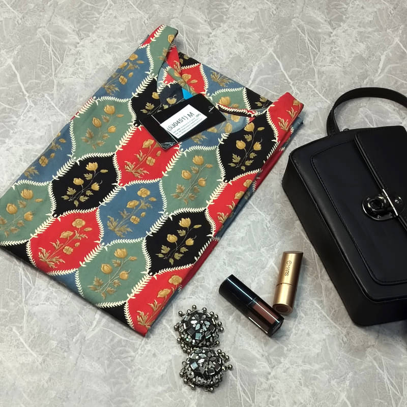 Ethnic Basket Pack of 1 Crepe Printed A-line Women's Kurti - ( Multicolor1 ) Ethnic Basket Pack of 1 Crepe Printed A-line Women's Kurti - ( Multicolor1 )