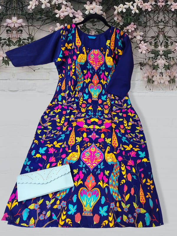 Ethnic Basket Pack of 1 Crepe Printed A-line Women's Kurti - ( Multicolor8 )     			Ethnic Basket Pack of 1 Crepe Printed A-line Women's Kurti - ( Multicolor8 )