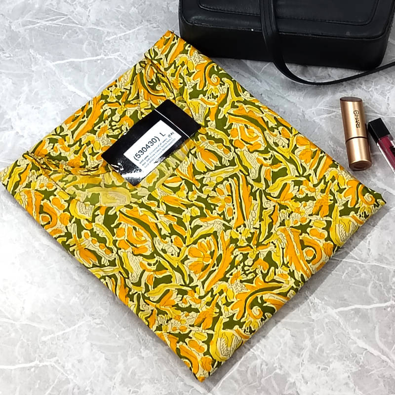     			Ethnic Basket Pack of 1 Crepe Printed A-line Women's Kurti - ( Yellow )
