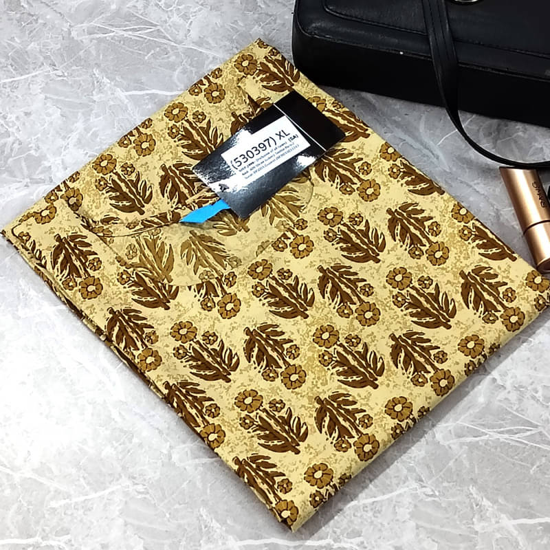 Ethnic Basket Pack of 1 Crepe Printed A-line Women's Kurti - ( Gold )     			Ethnic Basket Pack of 1 Crepe Printed A-line Women's Kurti - ( Gold )