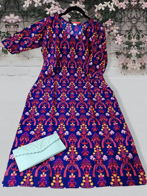 Ethnic Basket Pack of 1 Crepe Printed A-line Women's Kurti - ( Maroon ) Ethnic Basket Pack of 1 Crepe Printed A-line Women's Kurti - ( Maroon )