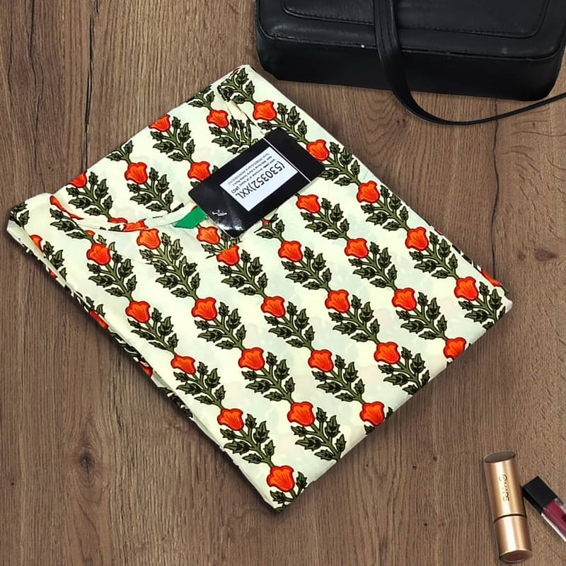 Ethnic Basket Pack of 1 Crepe Printed A-line Women's Kurti - ( Beige )     			Ethnic Basket Pack of 1 Crepe Printed A-line Women's Kurti - ( Beige )