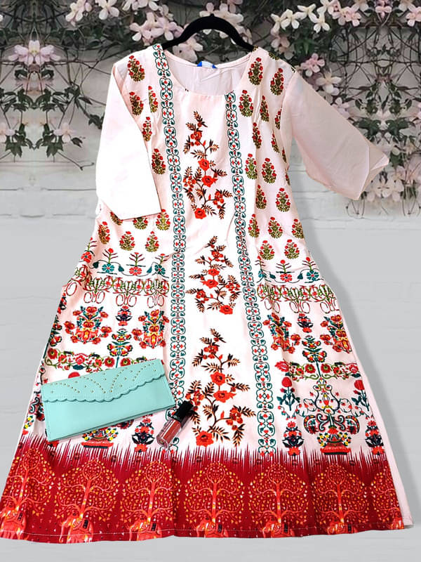 Ethnic Basket Pack of 1 Crepe Printed A-line Women's Kurti - ( Magenta )     			Ethnic Basket Pack of 1 Crepe Printed A-line Women's Kurti - ( Magenta )