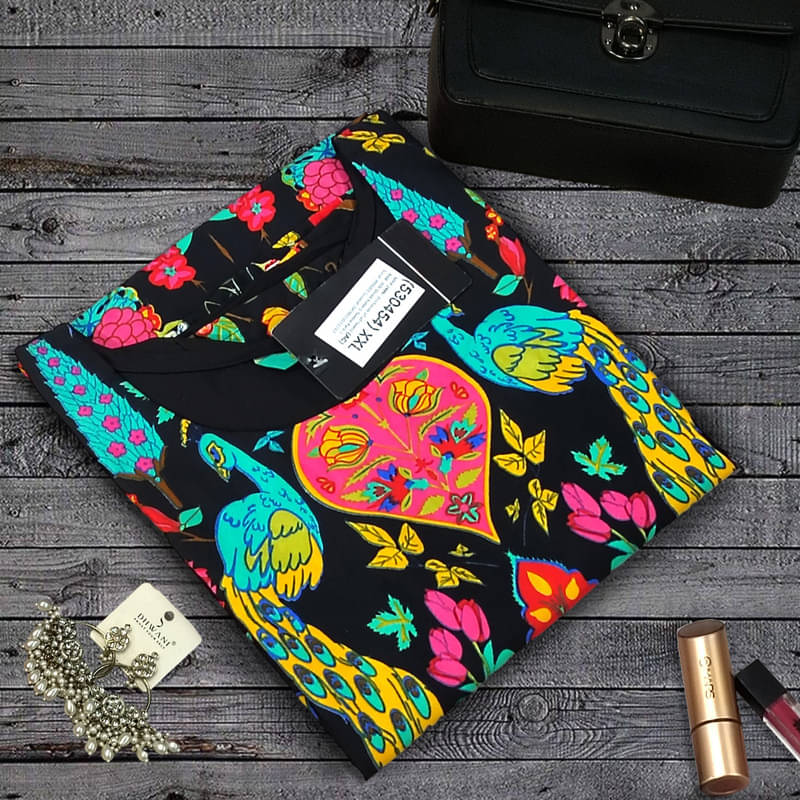 Ethnic Basket Pack of 1 Crepe Printed Nayra Women's Kurti - ( Multicolor4 ) Ethnic Basket Pack of 1 Crepe Printed Nayra Women's Kurti - ( Multicolor4 )