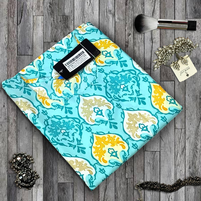 Ethnic Basket Pack of 1 Crepe Printed A-line Women's Kurti - ( Mint Green ) Ethnic Basket Pack of 1 Crepe Printed A-line Women's Kurti - ( Mint Green )