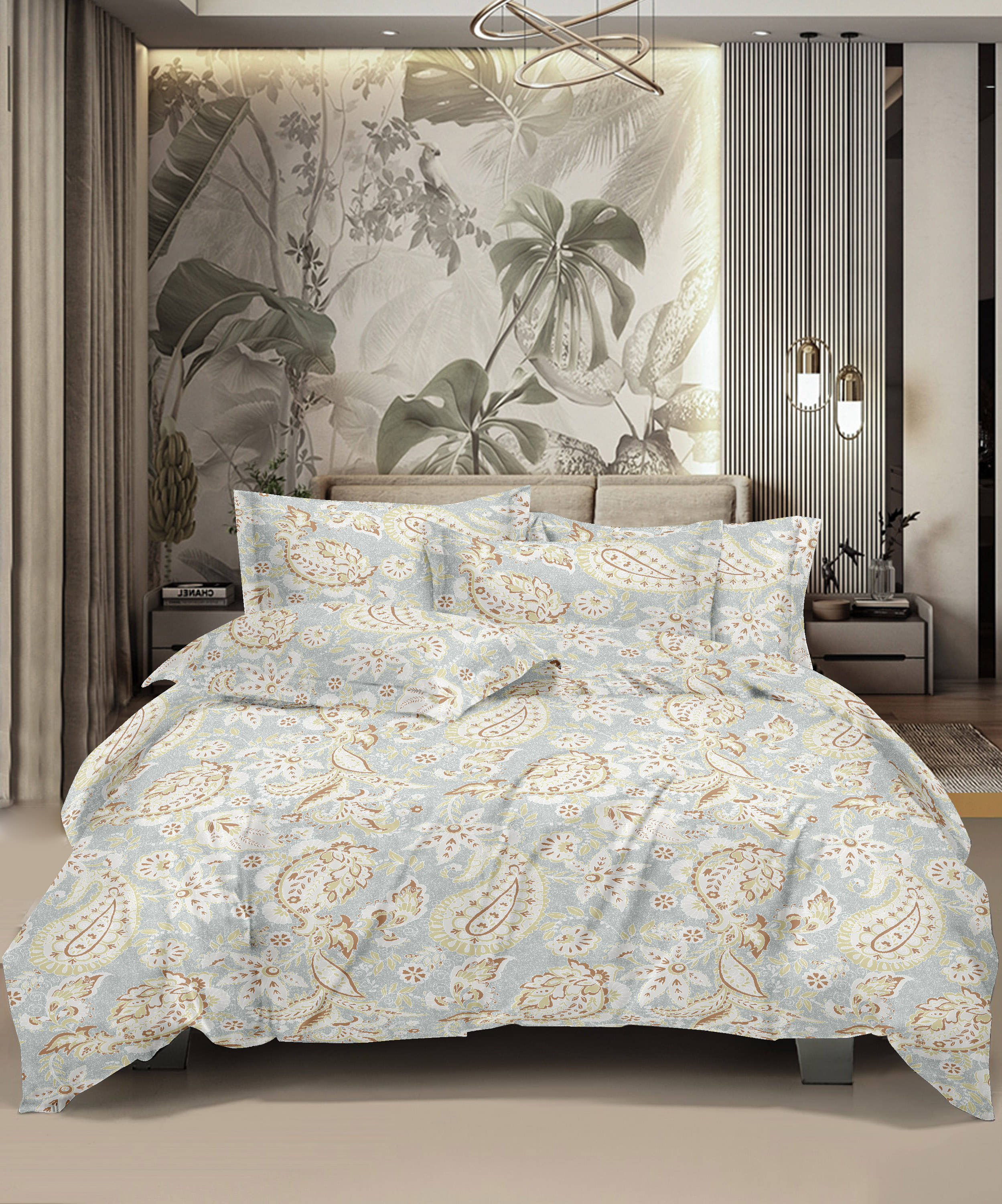     			HONOR YOUR HOME Cotton 1 Double King Bedsheet with 2 Pillow Covers ( Grey )
