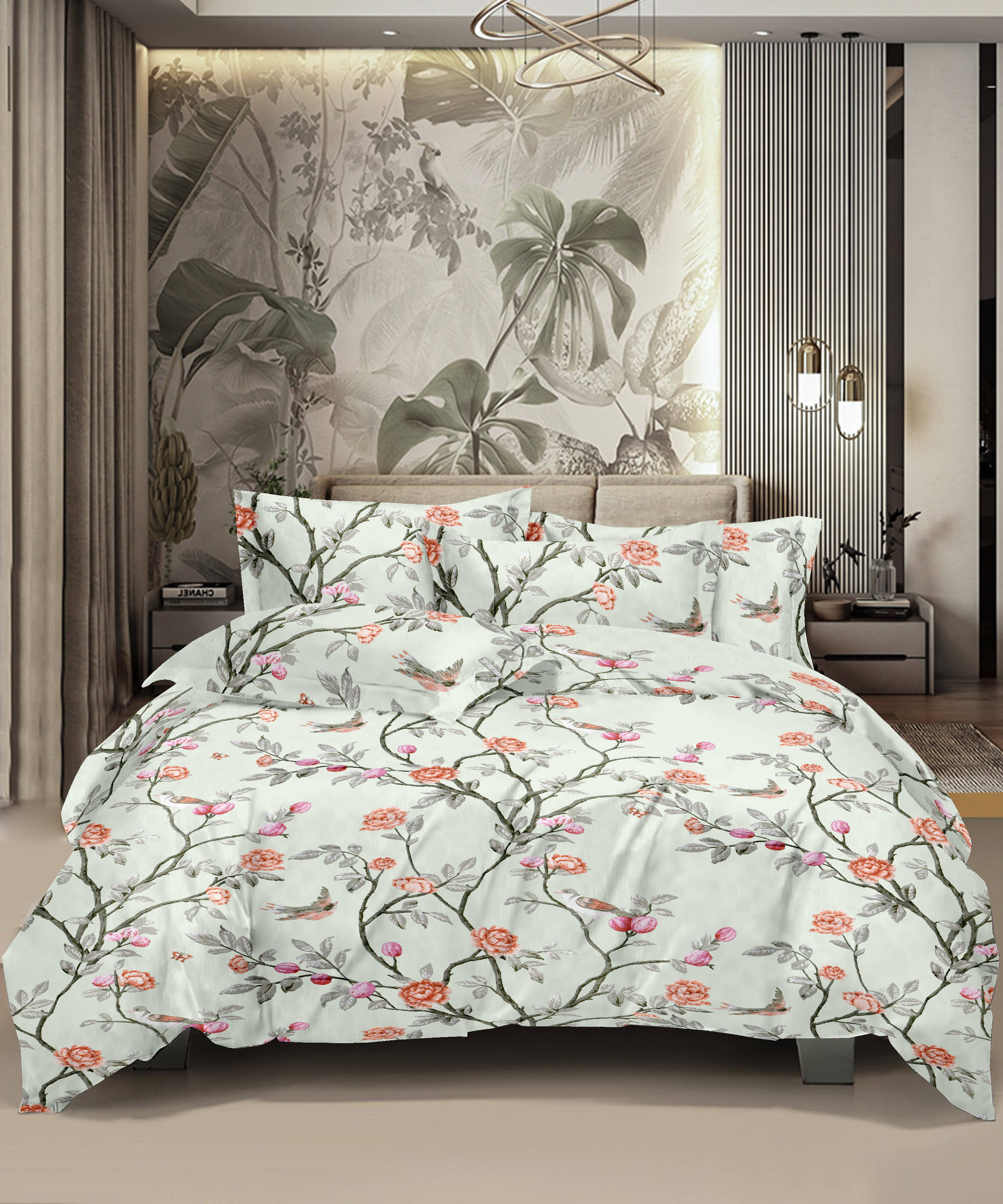 HONOR YOUR HOME Cotton 1 Double King Bedsheet with 2 Pillow Covers ( Green )