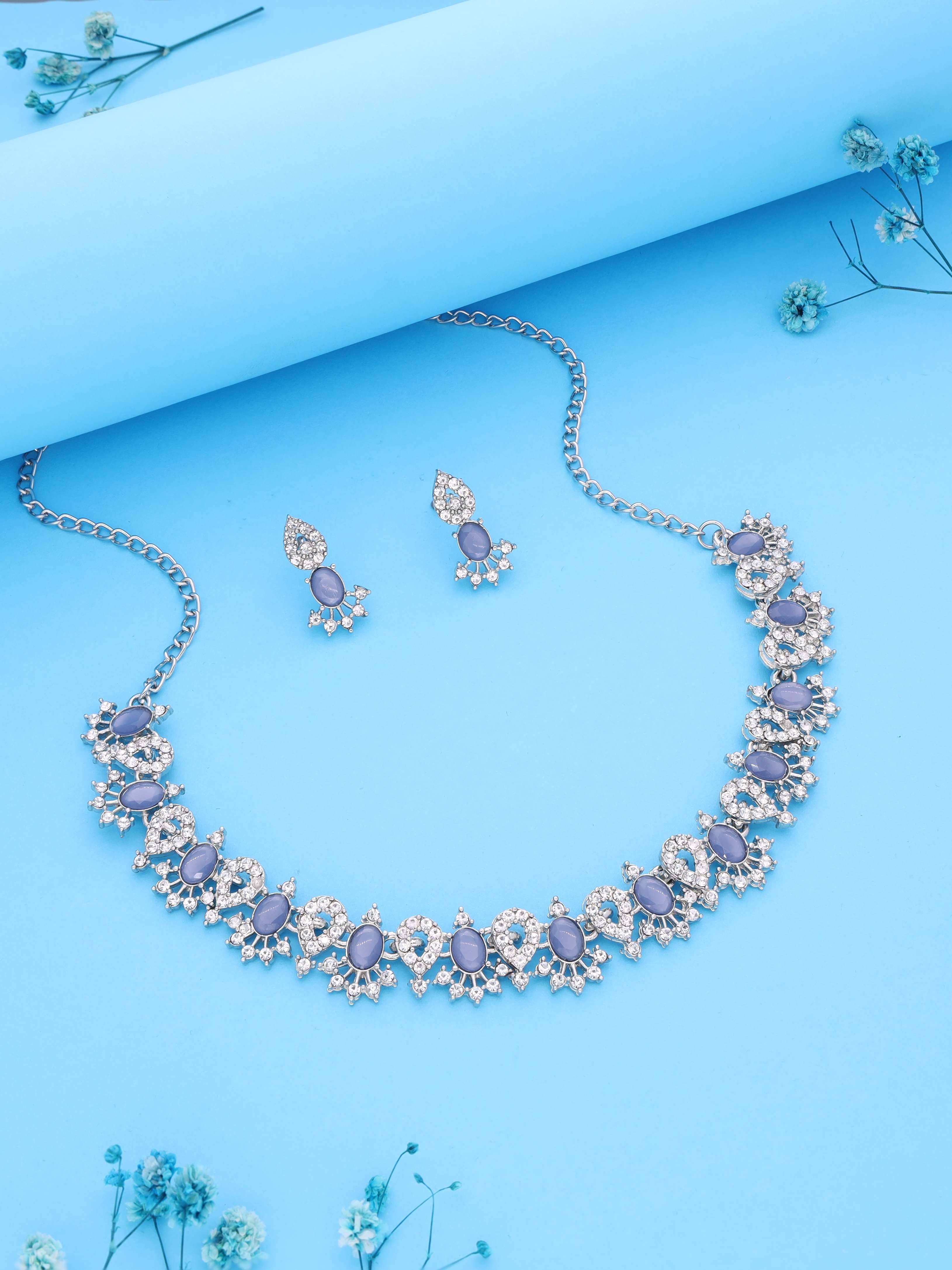     			Lyriss Blue Brass Necklace Set ( Pack of 1 )