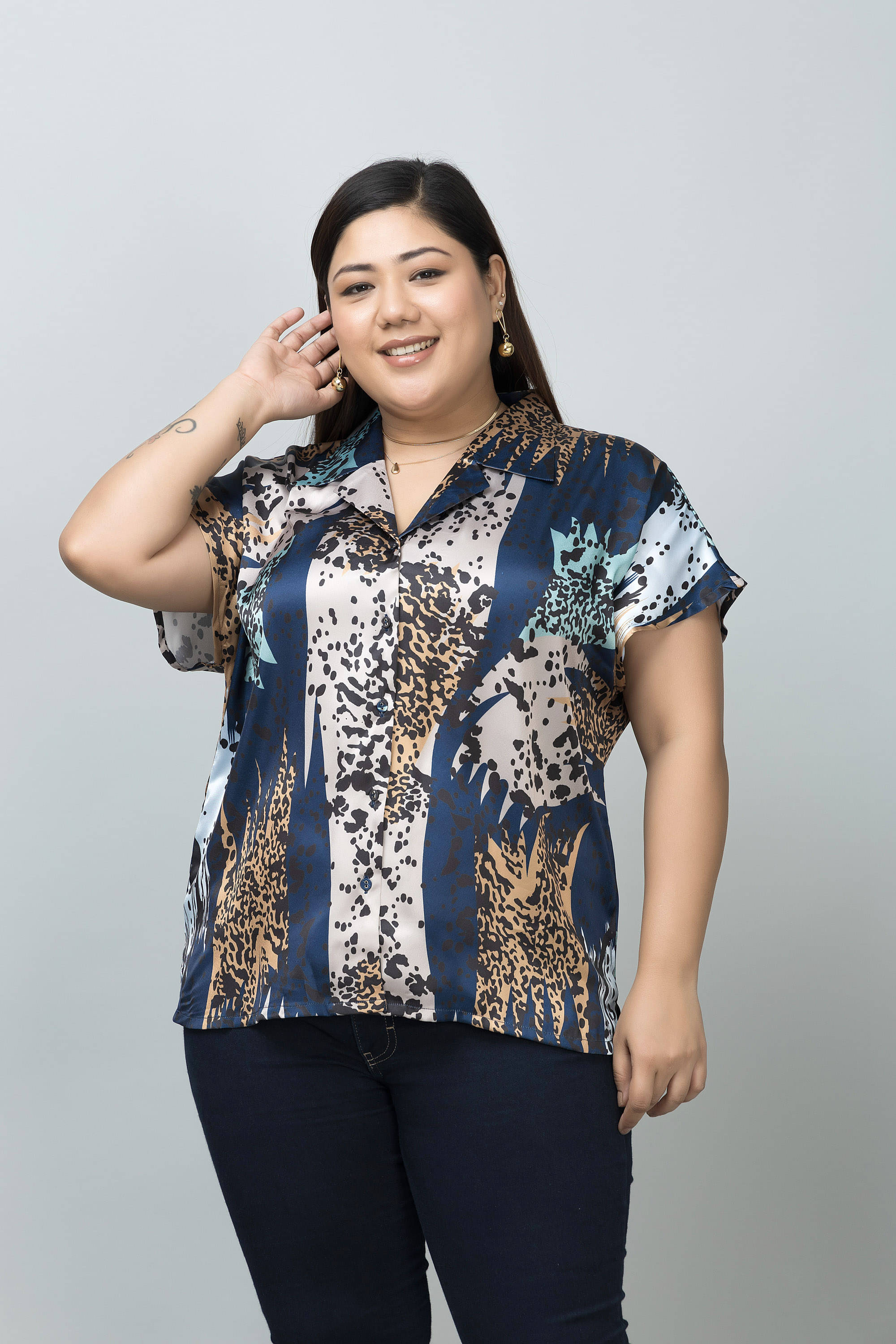 Purys Multi Color Satin Women's Shirt Style Top ( Pack of 1 ) Purys Multi Color Satin Women's Shirt Style Top ( Pack of 1 )