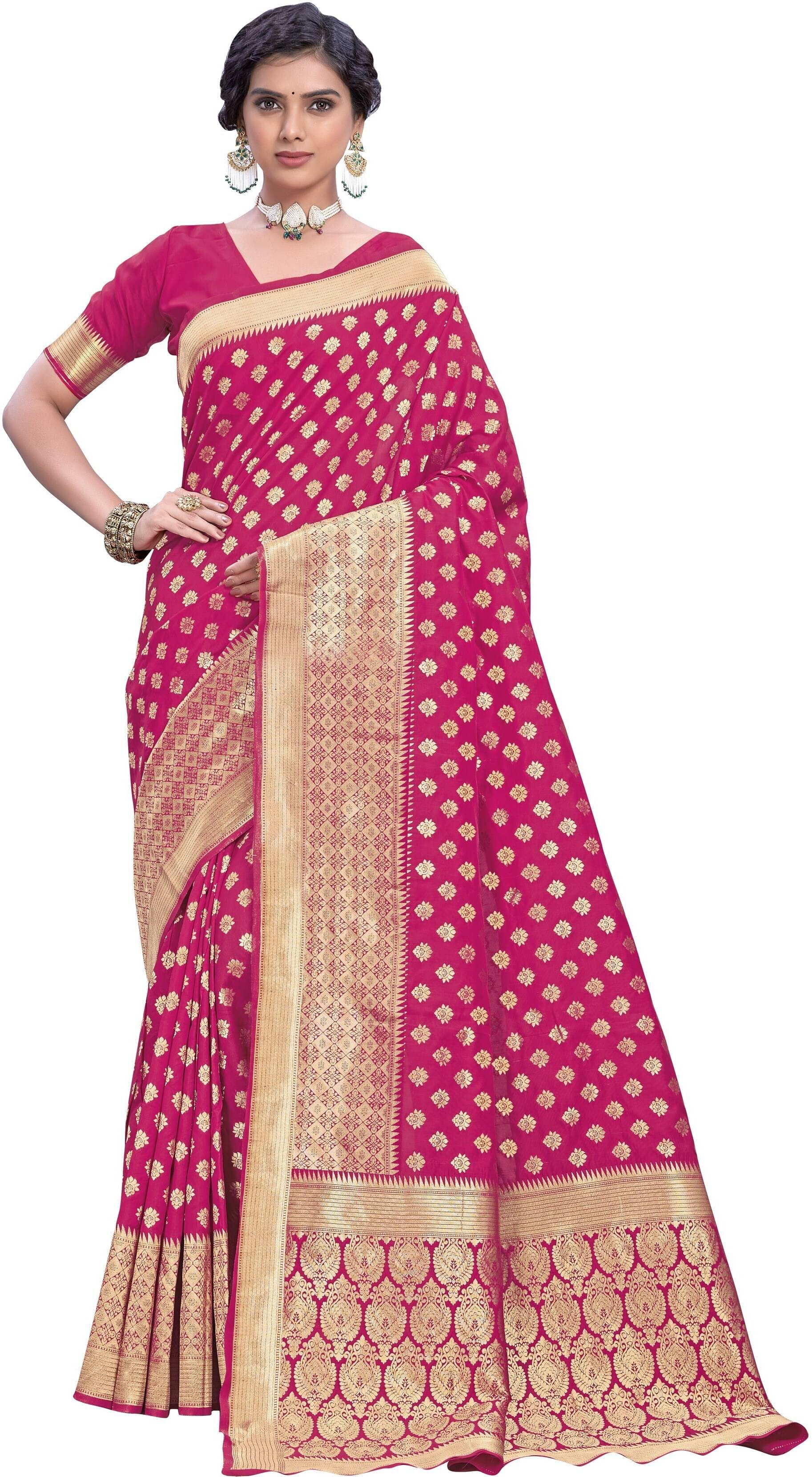     			Sariya Jacquard Woven Saree With Unstitched Blouse Piece ( Multicolor )