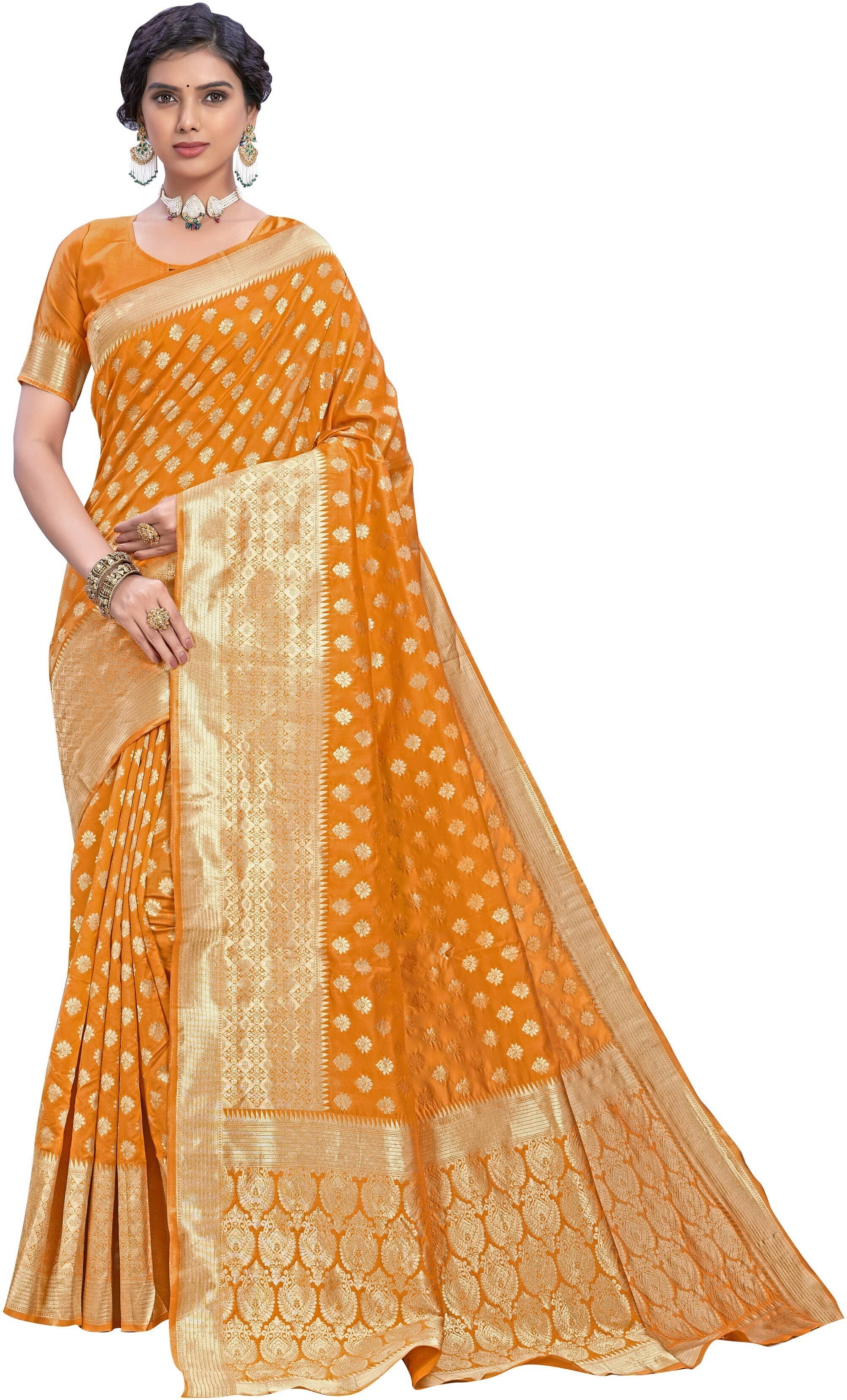 Sariya Jacquard Woven Saree With Unstitched Blouse Piece ( Multicolor ) - Sarees | Buy online on ZillyBuy
