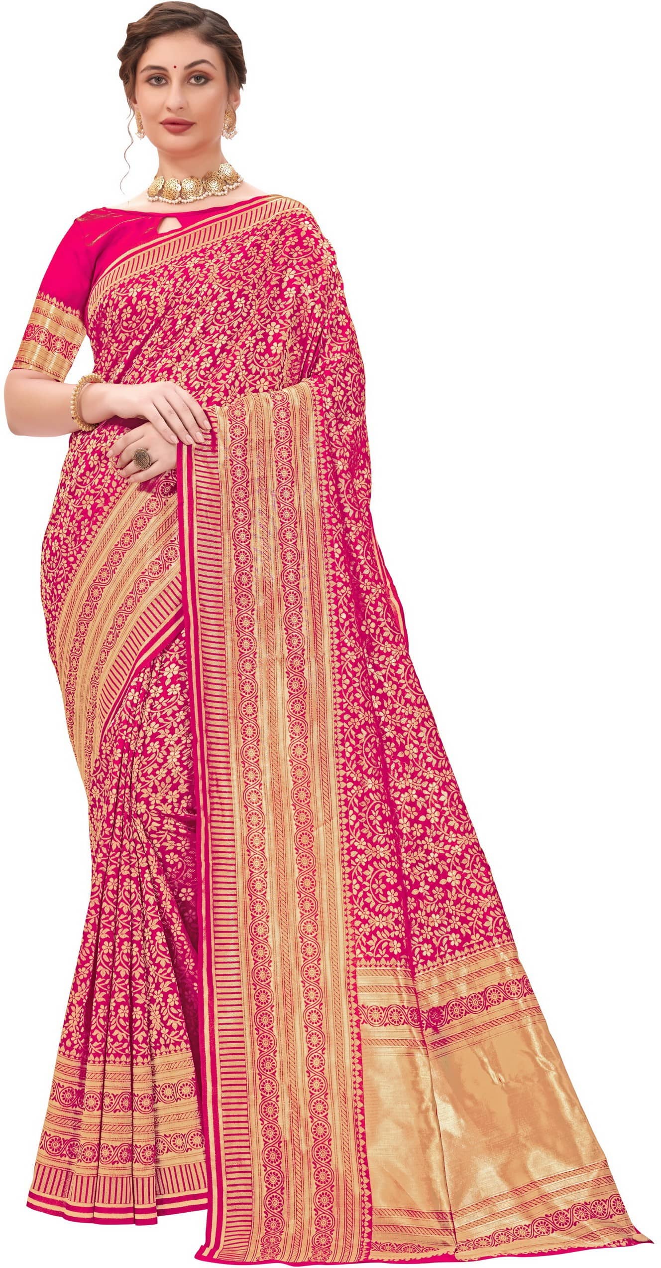 Sariya Jacquard Woven Saree With Unstitched Blouse Piece ( Purple ) - Sarees | Buy online on ZillyBuy
