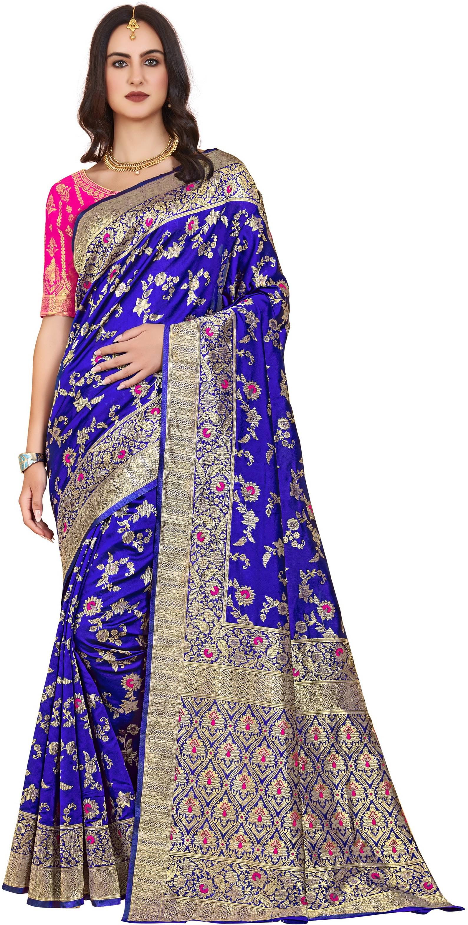     			Sariya Jacquard Woven Saree With Unstitched Blouse Piece ( Light Blue )
