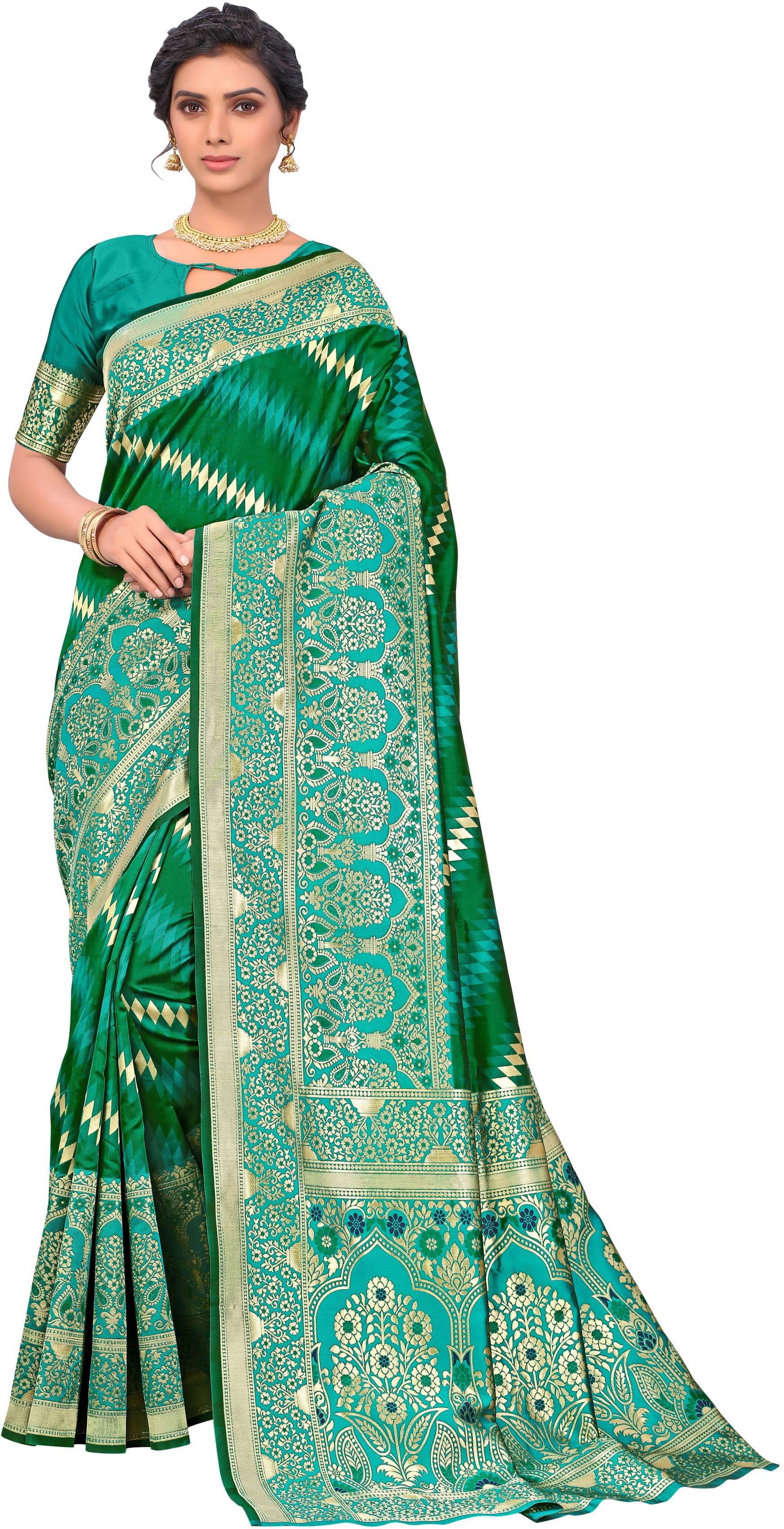 Sariya Jacquard Woven Saree With Unstitched Blouse Piece ( Green ) Sariya Jacquard Woven Saree With Unstitched Blouse Piece ( Green )