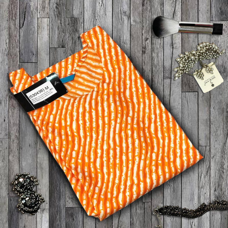 Ethnic Basket Pack of 1 Crepe Printed A-line Women's Kurti - ( Orange ) Ethnic Basket Pack of 1 Crepe Printed A-line Women's Kurti - ( Orange )