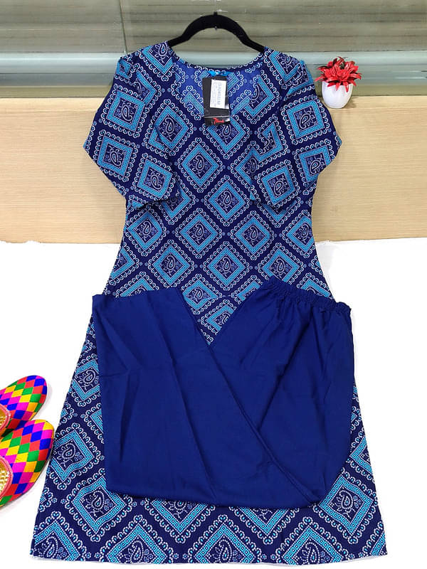     			Ethnic Basket Pack of 1 Crepe Self Design A-line Women's Kurti - ( Multicolor )