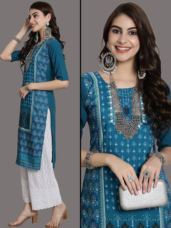 Ethnic Basket Pack of 1 Crepe Printed Nayra Women's Kurti - ( Olive )     			Ethnic Basket Pack of 1 Crepe Printed Nayra Women's Kurti - ( Olive )