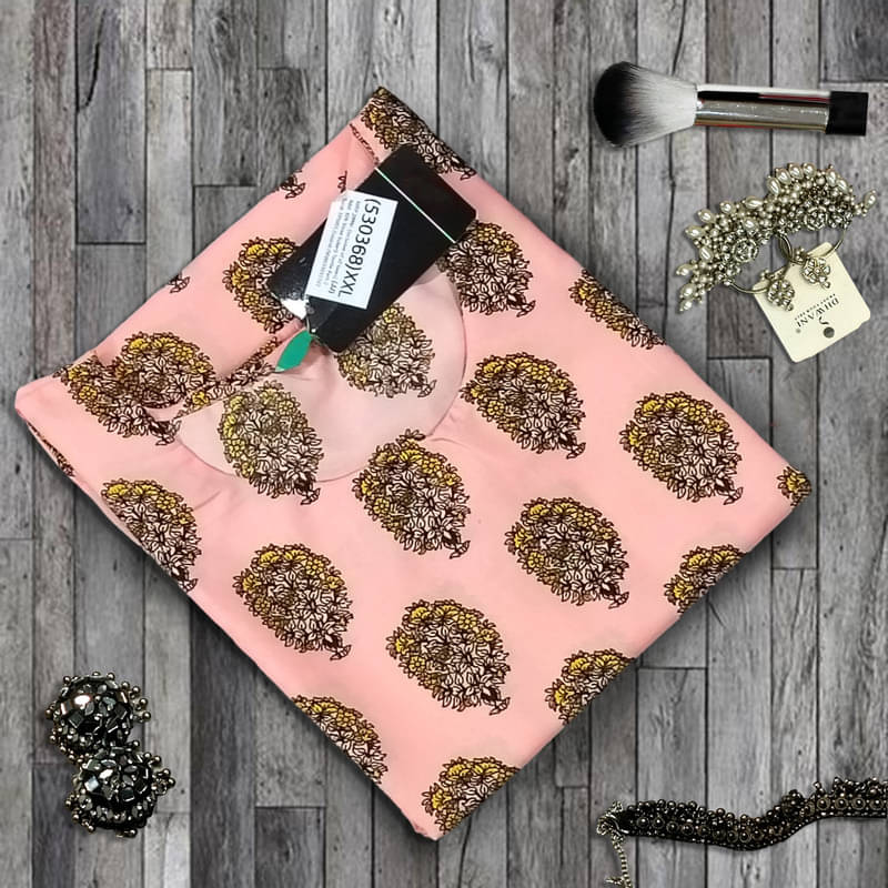 Ethnic Basket Pack of 1 Crepe Printed A-line Women's Kurti - ( Pink ) Ethnic Basket Pack of 1 Crepe Printed A-line Women's Kurti - ( Pink )