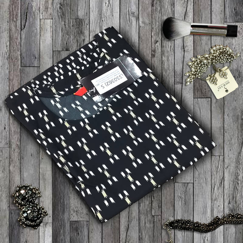 Ethnic Basket Pack of 1 Crepe Printed A-line Women's Kurti - ( Black )     			Ethnic Basket Pack of 1 Crepe Printed A-line Women's Kurti - ( Black )