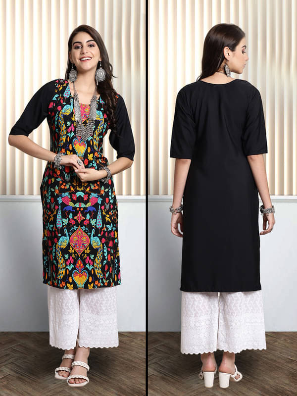 Ethnic Basket Pack of 1 Crepe Printed Nayra Women's Kurti - ( Multicolor4 )     			Ethnic Basket Pack of 1 Crepe Printed Nayra Women's Kurti - ( Multicolor4 )