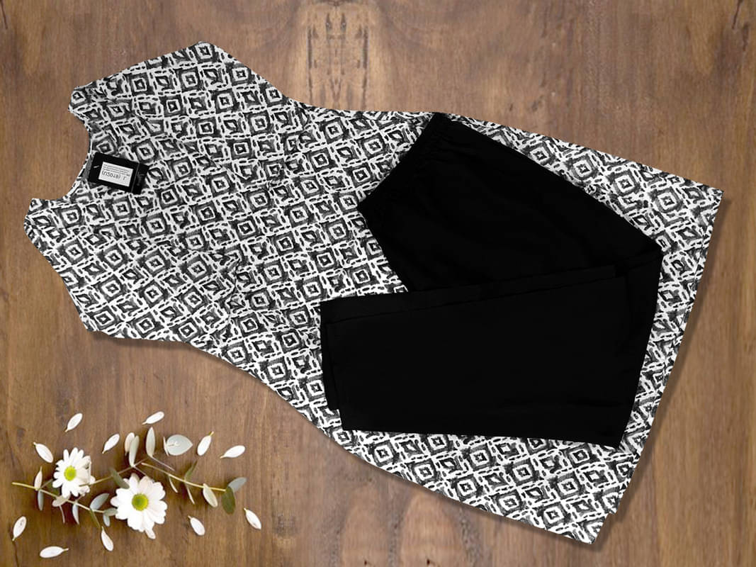 Ethnic Basket Pack of 1 Crepe Self Design A-line Women's Kurti - ( Black ) Ethnic Basket Pack of 1 Crepe Self Design A-line Women's Kurti - ( Black )