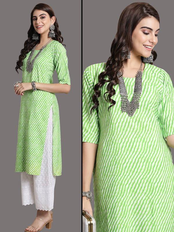     			Ethnic Basket Pack of 1 Crepe Printed Nayra Women's Kurti - ( Green )