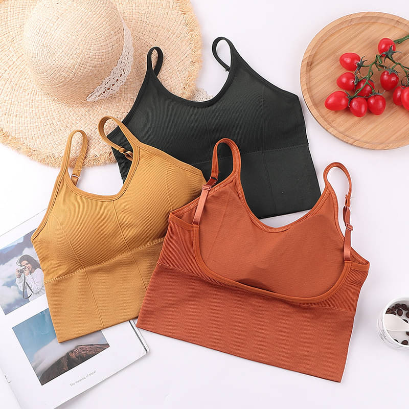 3Mads Pack of 3 Cotton Blend Heavily Padded Women's Cami bra ( Multicolor5 ) GBra013_BK_Y_BW 3Mads Pack of 3 Cotton Blend Heavily Padded Women's Cami bra ( Multicolor5 ) GBra013_BK_Y_BW