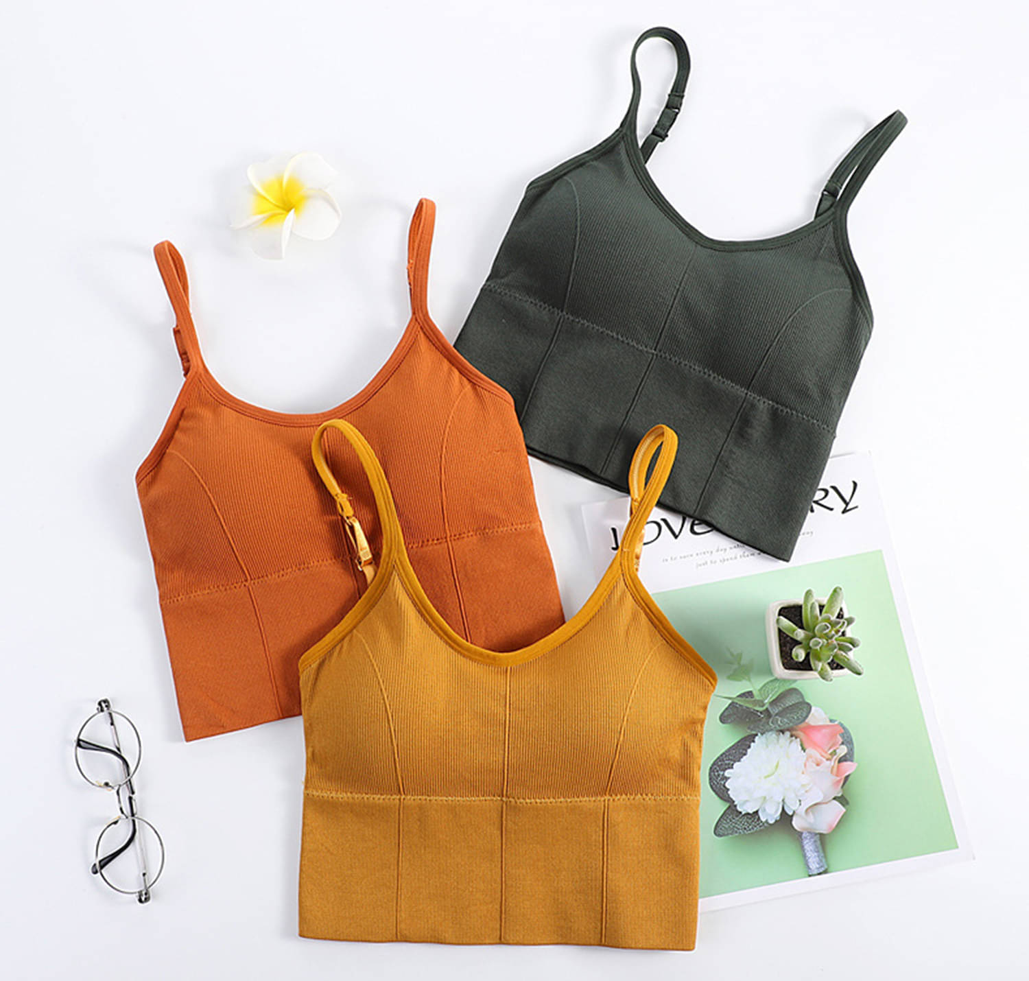 3Mads Pack of 3 Cotton Blend Heavily Padded Women's Cami bra ( Multicolor6 ) GBra013_DG_BW_Y 3Mads Pack of 3 Cotton Blend Heavily Padded Women's Cami bra ( Multicolor6 ) GBra013_DG_BW_Y