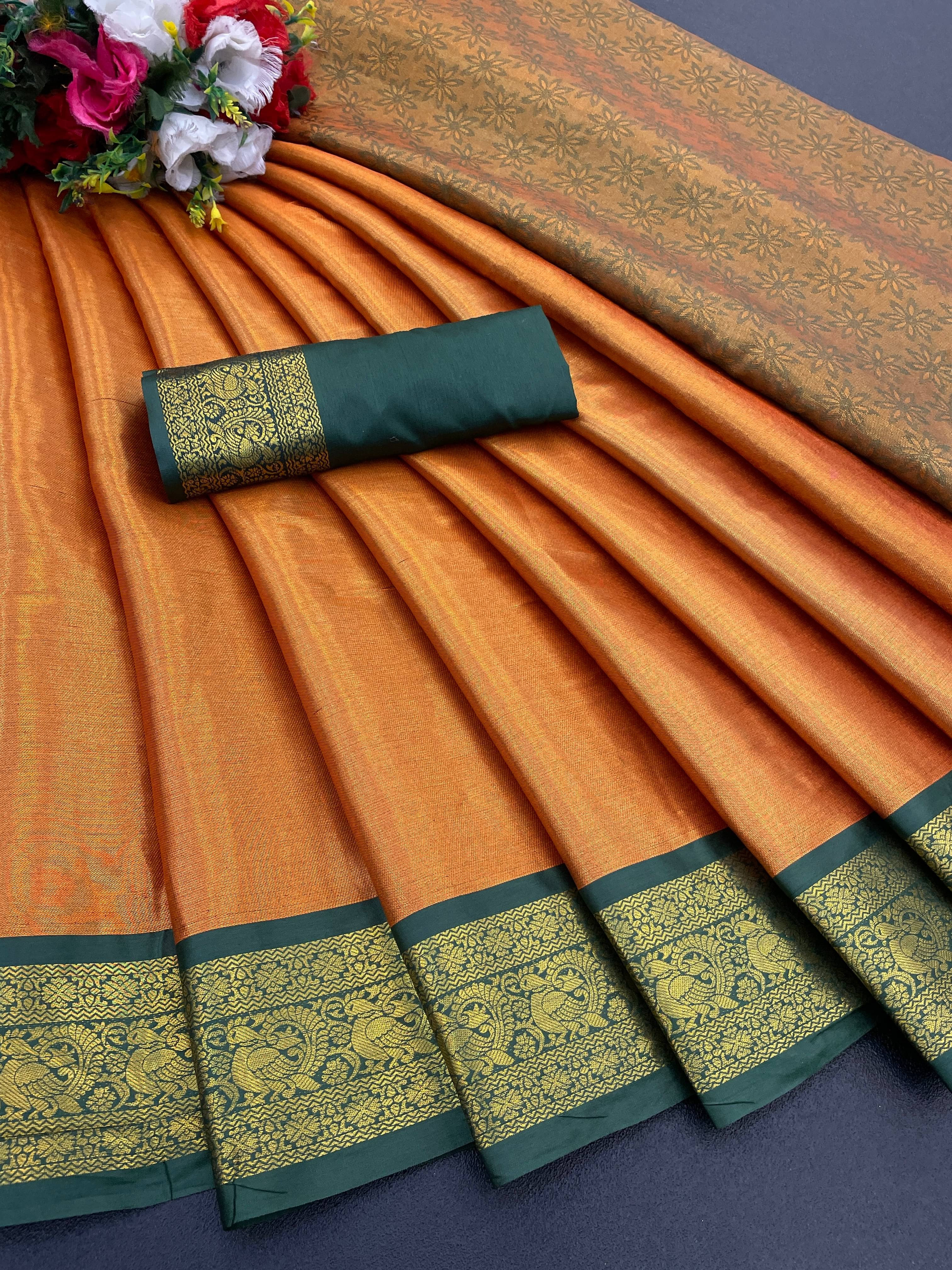     			A TO Z CART Banarasi Silk Woven Saree With Unstitched Blouse Piece ( Orange )