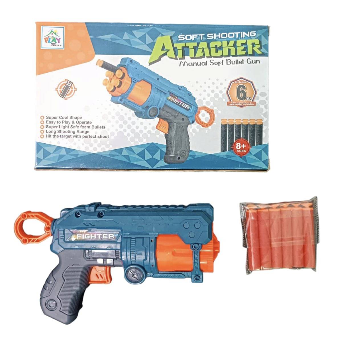     			ATTACKER GUN Manual Soft Bullet Gun Easy to Play , Long Shooting Range With Super Cool Shape Guns & Darts