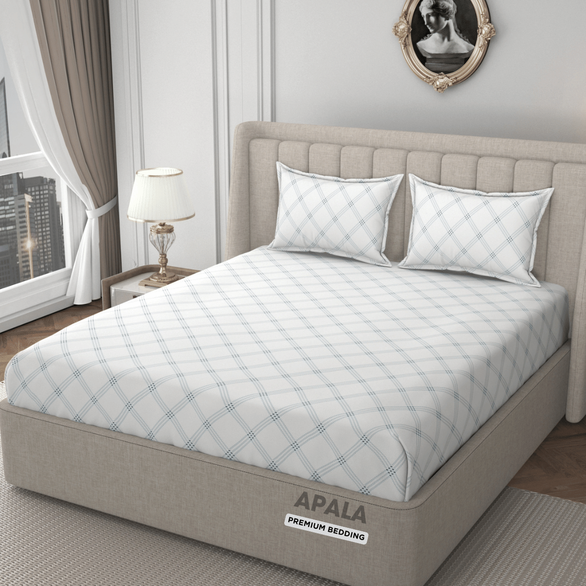     			Apala Microfiber 1 Double Bedsheet with 2 Pillow Covers ( Off White )