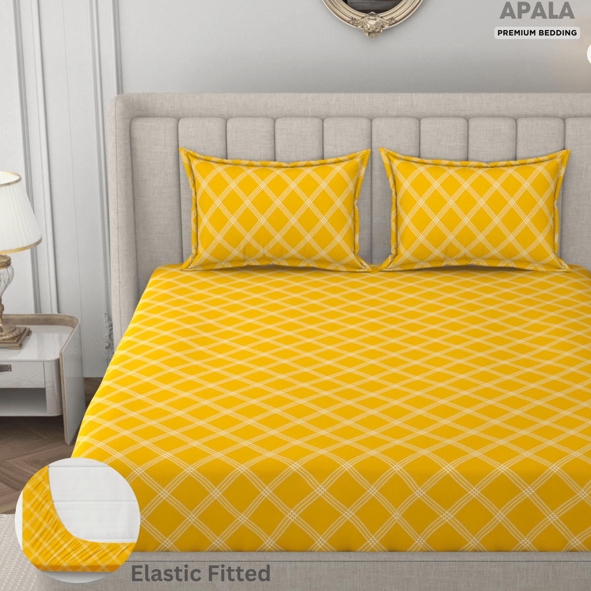 Apala Microfibre 1 King Fitted Bedsheet with 2 Pillow Covers ( 198 cm x 182 cm ) , Blue
