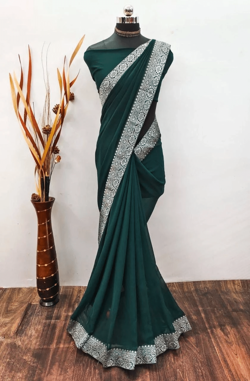 Apnisha Banarasi Silk Printed Saree With Unstitched Blouse Piece ( Green ) Apnisha Banarasi Silk Printed Saree With Unstitched Blouse Piece ( Green )