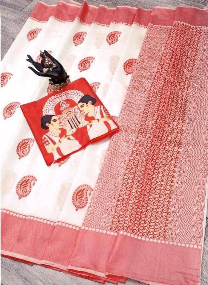     			Apnisha Cotton Printed Saree With Unstitched Blouse Piece ( Multicolor )