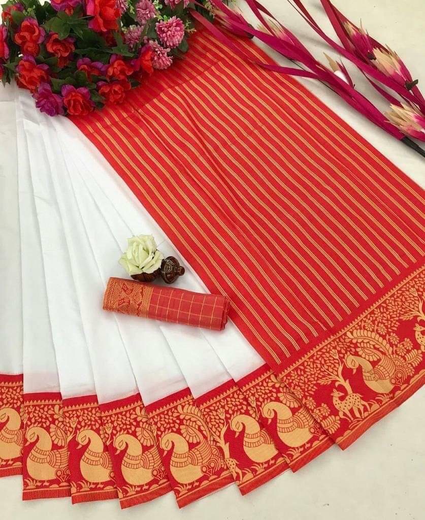     			Apnisha Silk Embellished Saree With Unstitched Blouse Piece ( White )