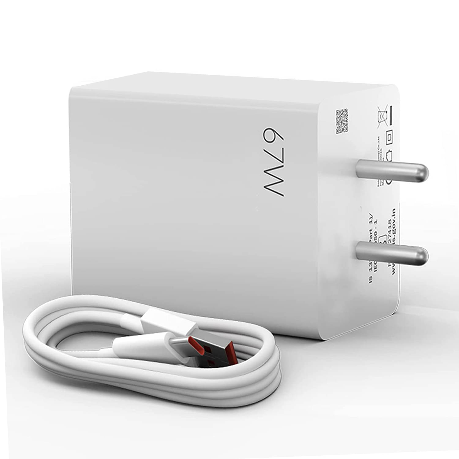     			SuperVOOC 67W 6Amp USB to Type-C Fast Charger for MI Xiomi Redmi Oppo Vivo Oneplus Samsung All in One Charger with 6A Cable