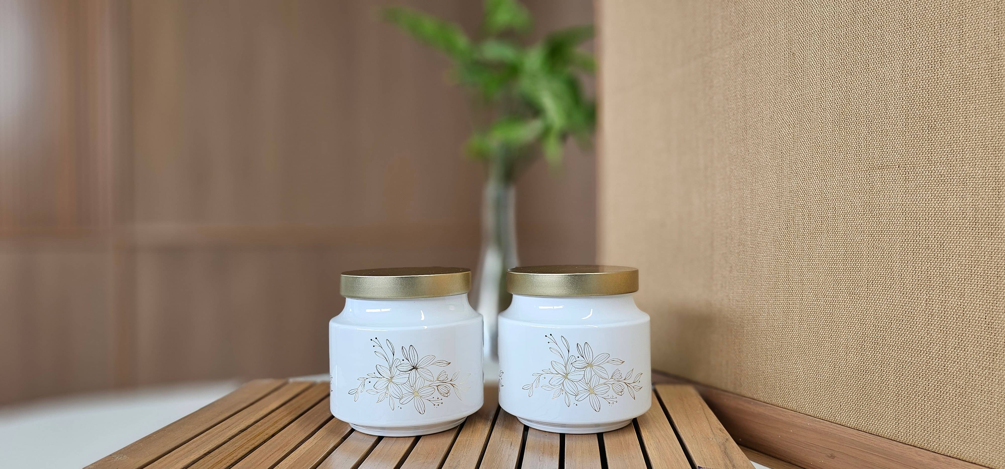     			CROCO JAR Glass White Food Container ( Set of 2 )