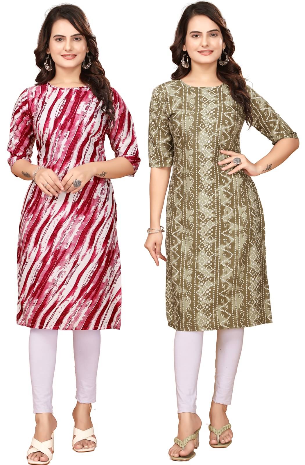 DESIGNER DREAM Crepe Printed Straight Women's Kurti - Red,Multicolor ( Pack of 2 )     			DESIGNER DREAM Crepe Printed Straight Women's Kurti - Red,Multicolor ( Pack of 2 )