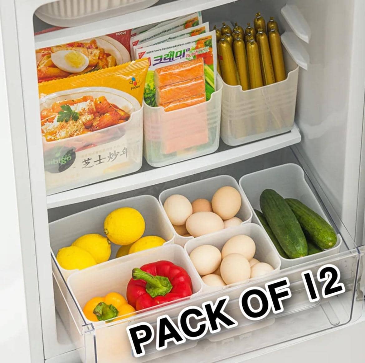 Dinely Plastic White Food Container ( Set of 12 )