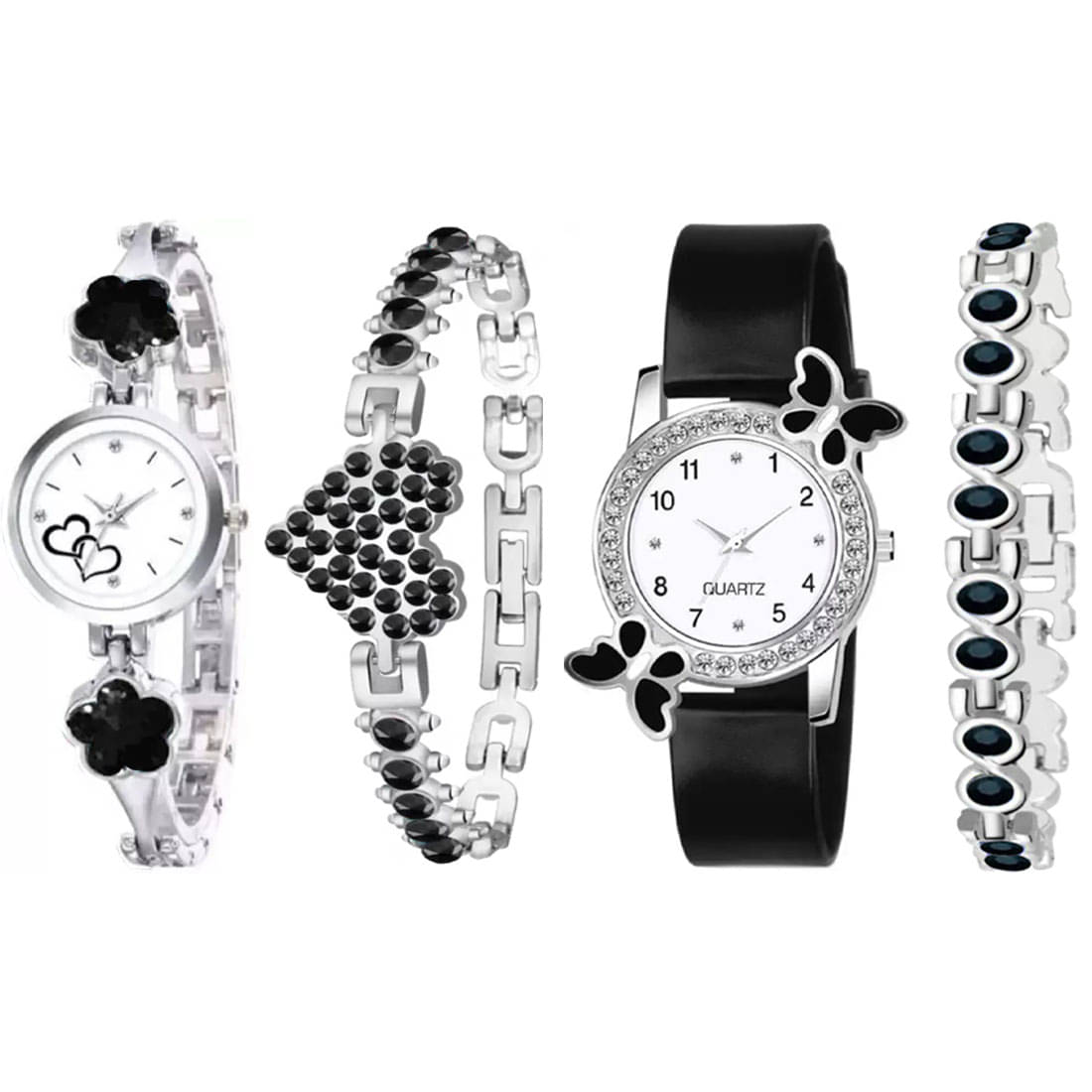     			EEWHI Black Metal Analog Womens Watch