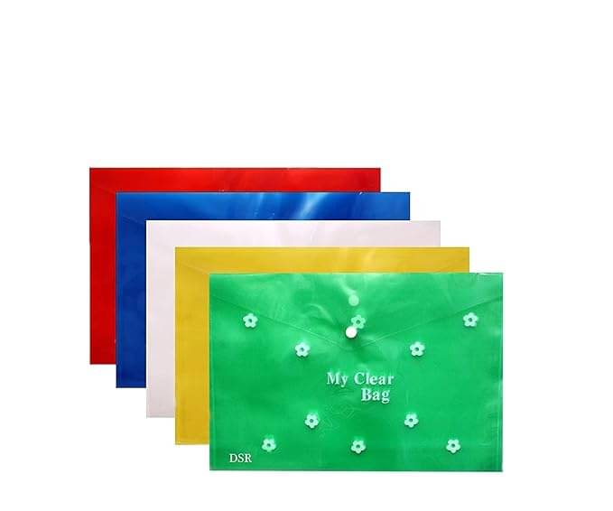     			Eclet Multicolor My Clear Bag Folder ( Pack of 5 )