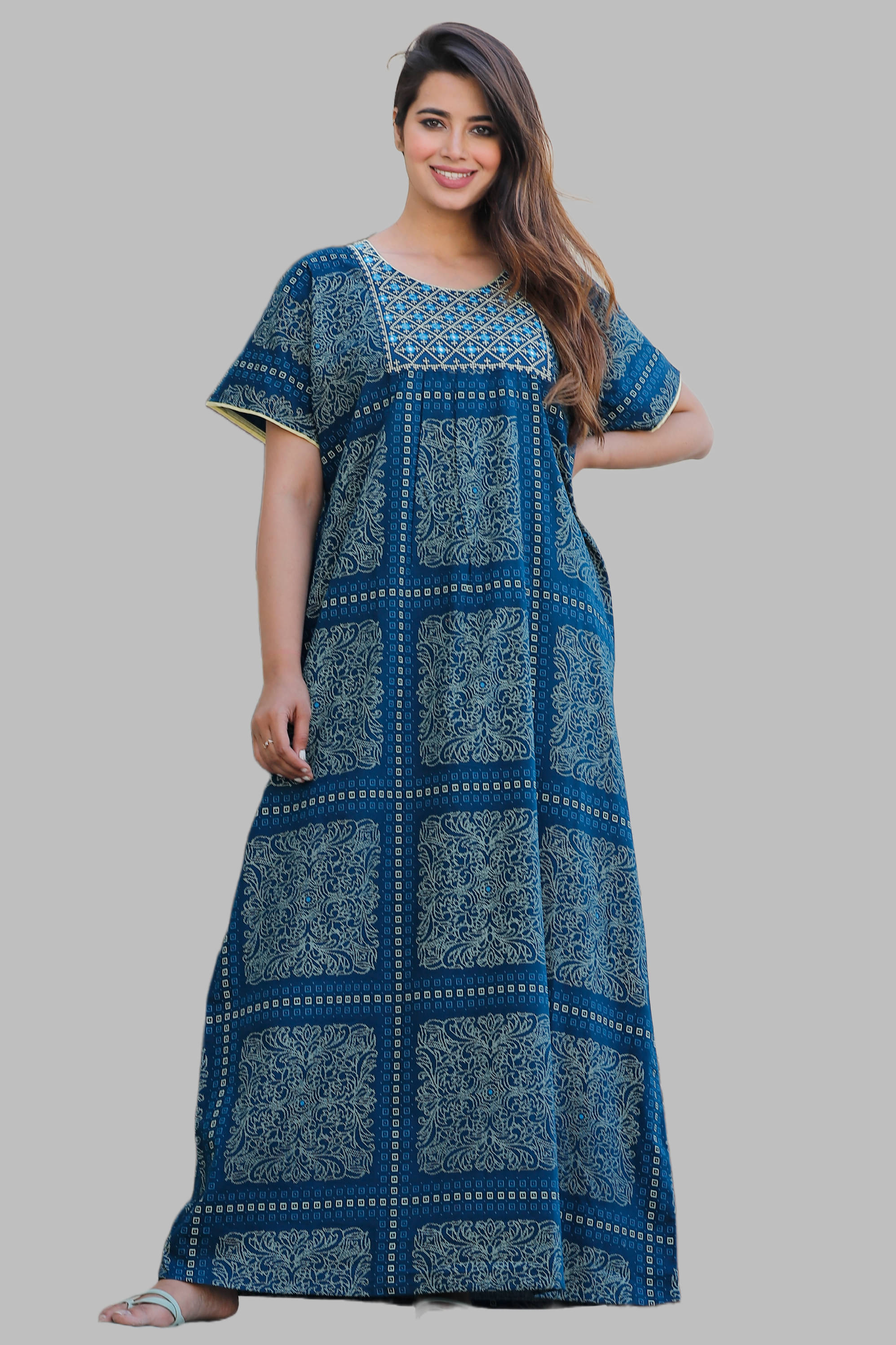     			G4Girl Cotton Printed Women Regular Nighty ( Blue )