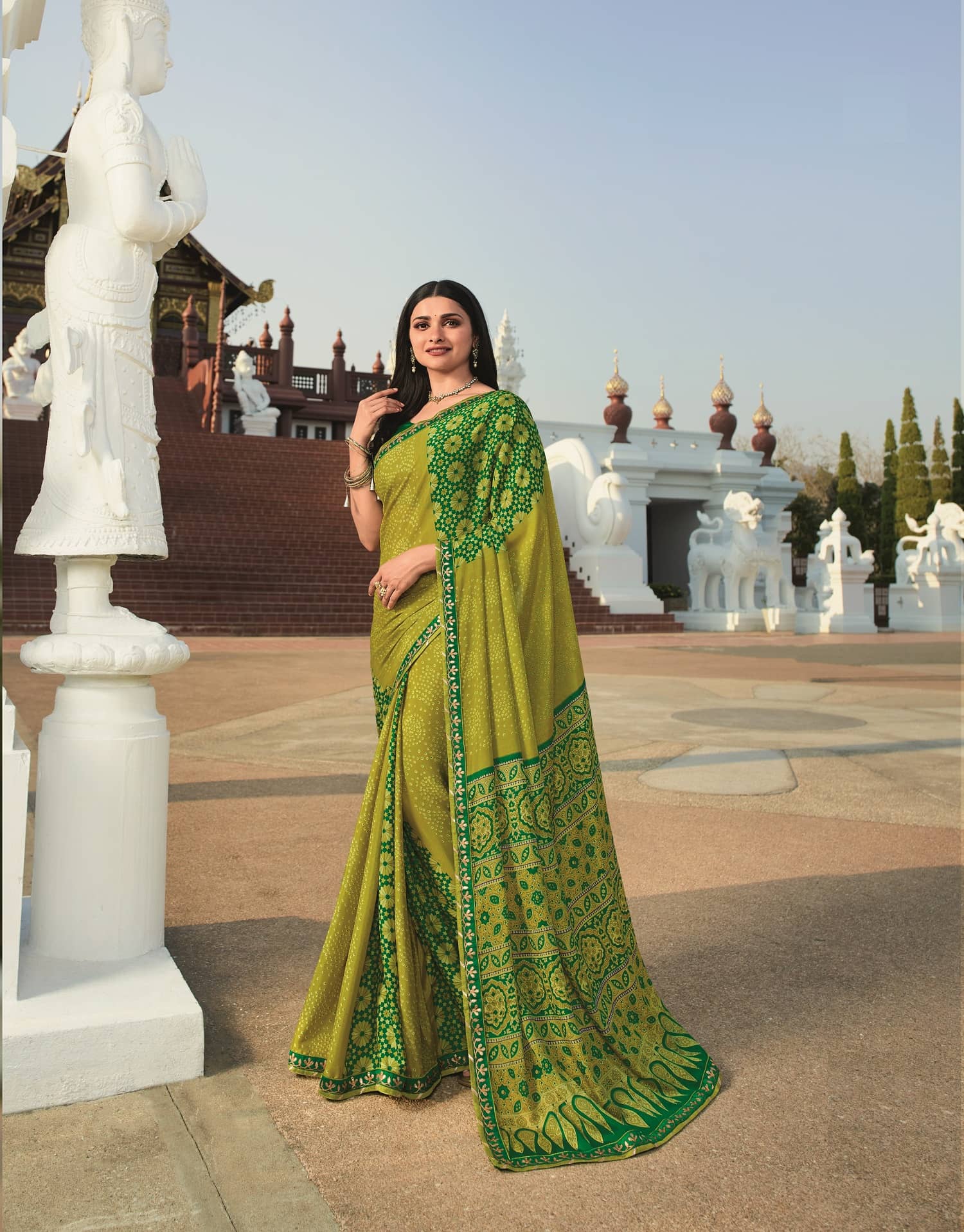Gazal Fashions Chiffon Printed Saree With Unstitched Blouse Piece ( Multicolor4 ) - Sarees | Buy online on ZillyBuy