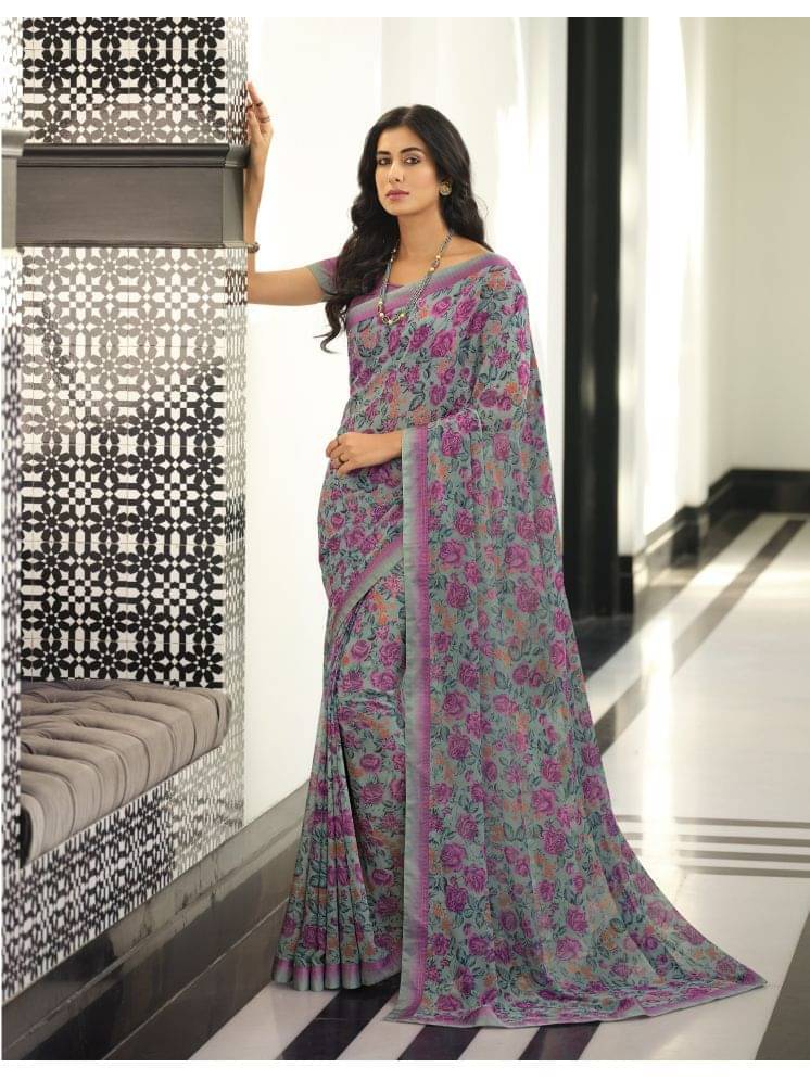     			Gazal Fashions Georgette Printed Saree With Unstitched Blouse Piece ( Multicolor1 )