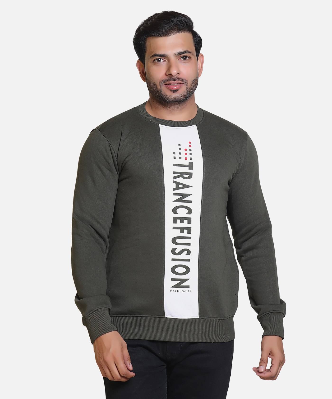     			HeteShe Fleece Round Neck Men's Sweatshirt - Olive ( Pack of 1 )