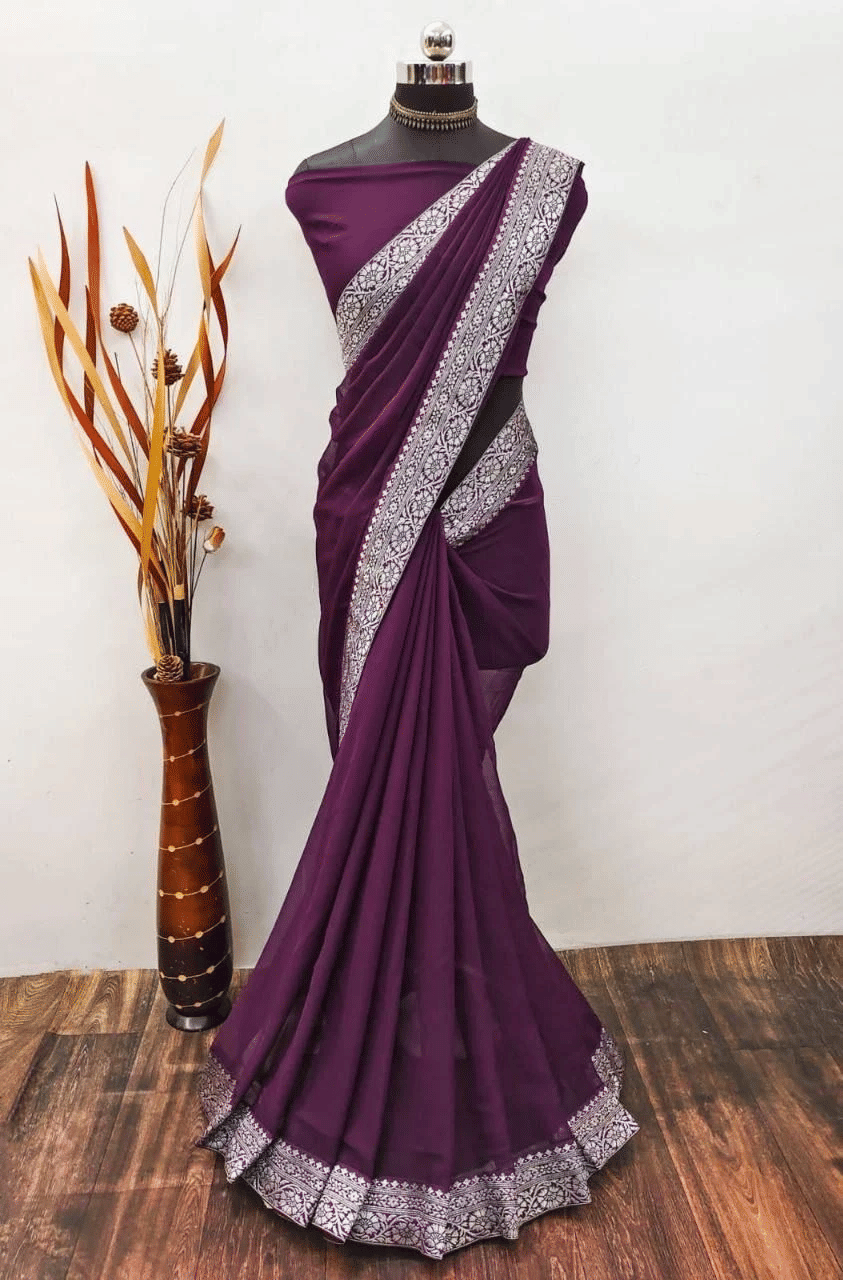 JULEE Banarasi Silk Woven Saree With Unstitched Blouse Piece ( Wine ) JULEE Banarasi Silk Woven Saree With Unstitched Blouse Piece ( Wine )