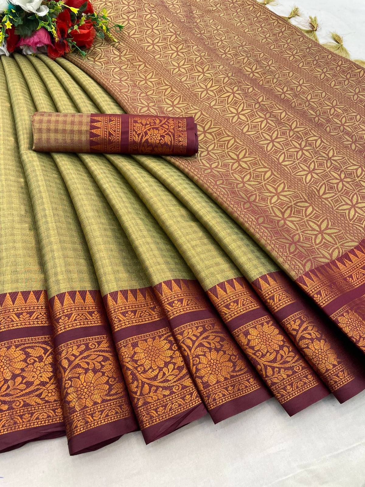 JULEE Cotton Silk Woven Saree With Unstitched Blouse Piece ( Camel ) JULEE Cotton Silk Woven Saree With Unstitched Blouse Piece ( Camel )